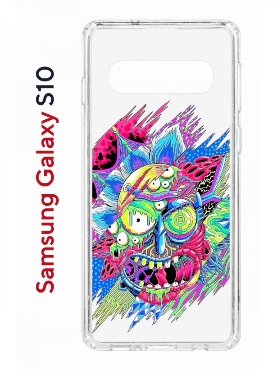 Чехол на Samsung S10 Kruche Print Многоликий Рик,противоударный бампер,с защитой камеры