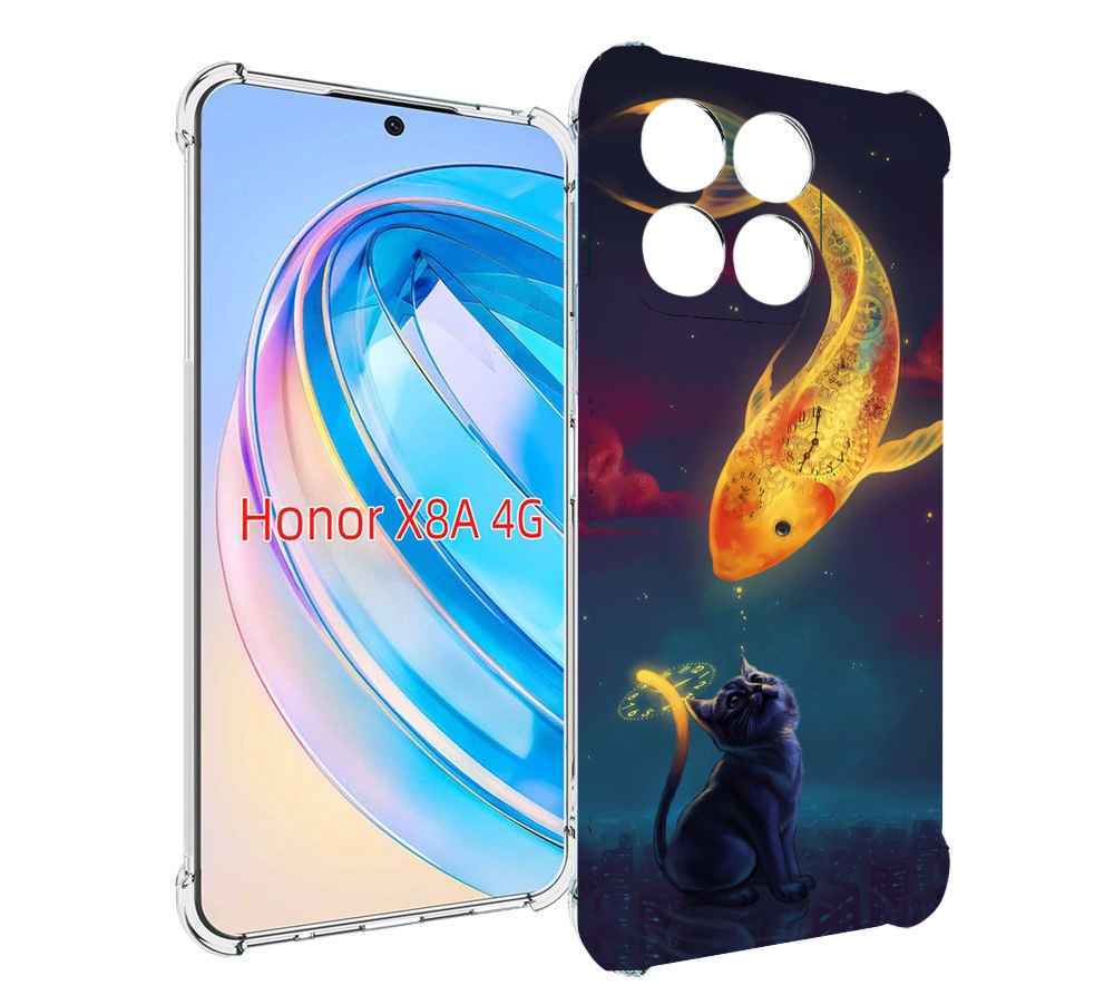 

Чехол MyPads золотая-рыбка-часовая для Honor X8a, Tocco