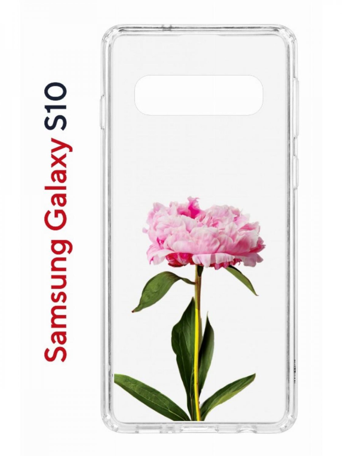 Чехол на Samsung S10 с принтом Kruche Print Пион,противоударный бампер,с защитой камеры