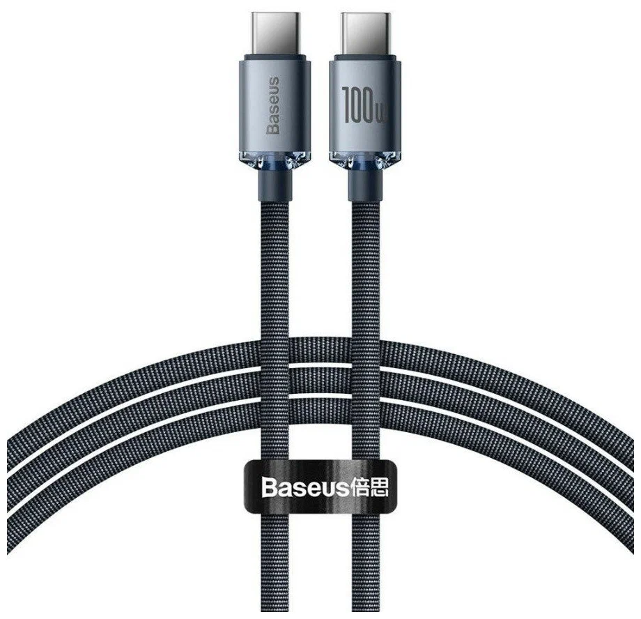 фото Кабель usb-c baseus crystal shine series fast charging, type-c-type-c, 2 м, черный