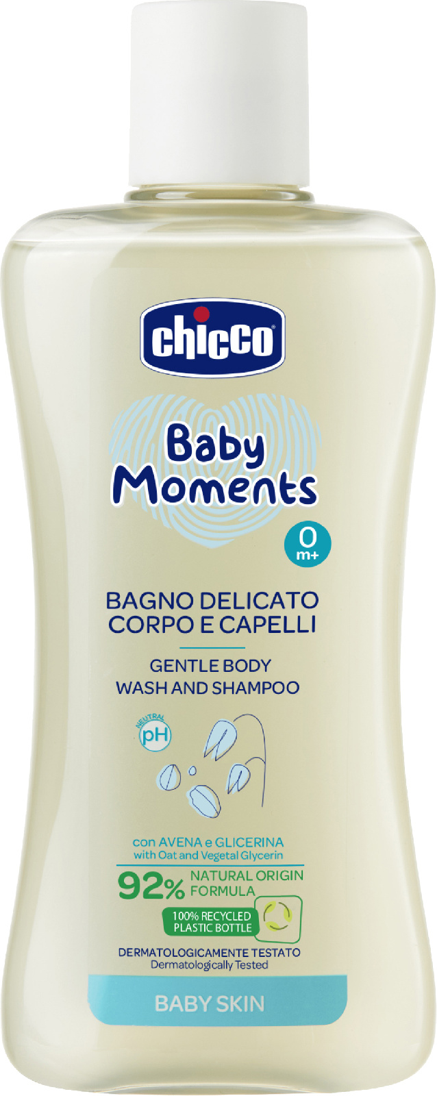 Нежная пена для тела и волос Chicco Baby Moments 0м+, 200 мл