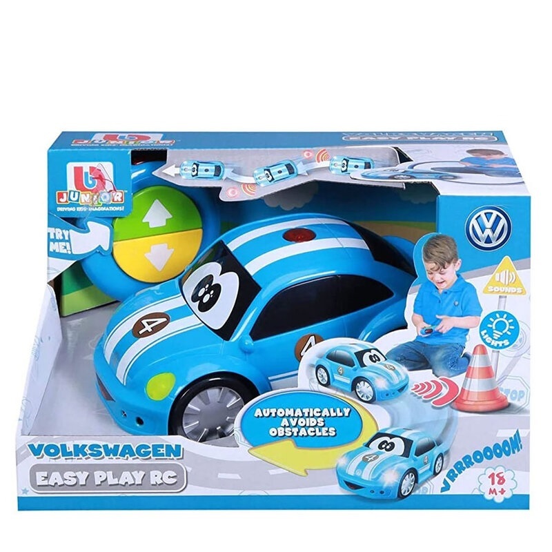 

Машинка BBURAGO, звук, свет, New Beetle: Blue Racing Deco, с пультом р у, 16-92007