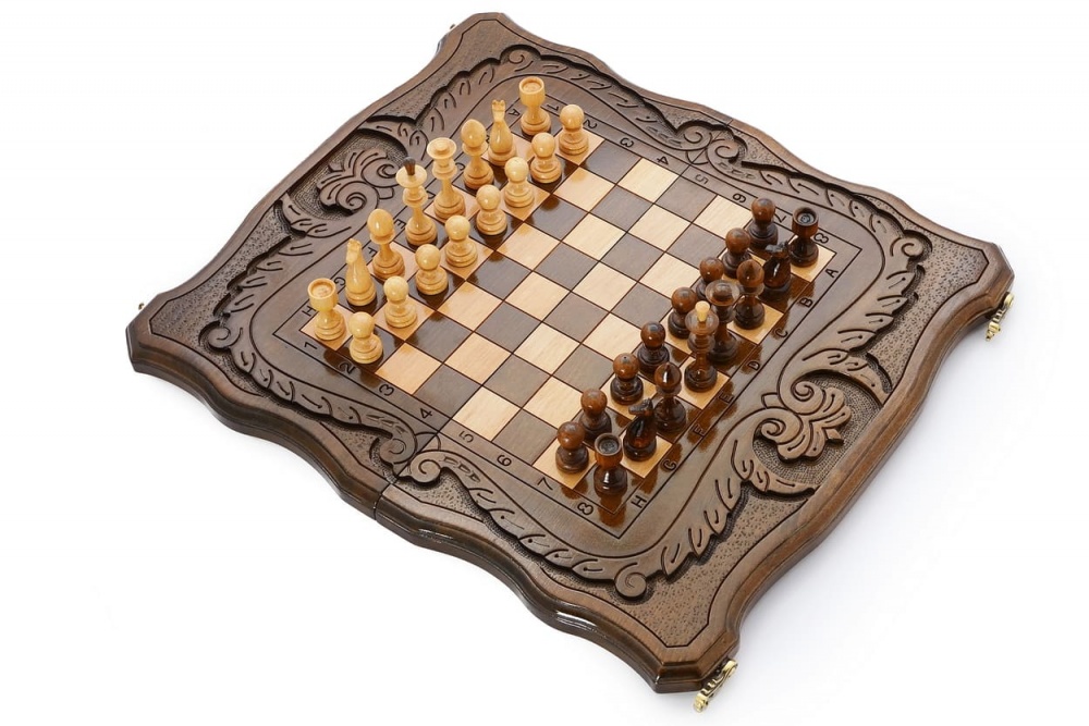 фото Шахматы + нарды harutyunyan резные шахматная история 50, 099-88