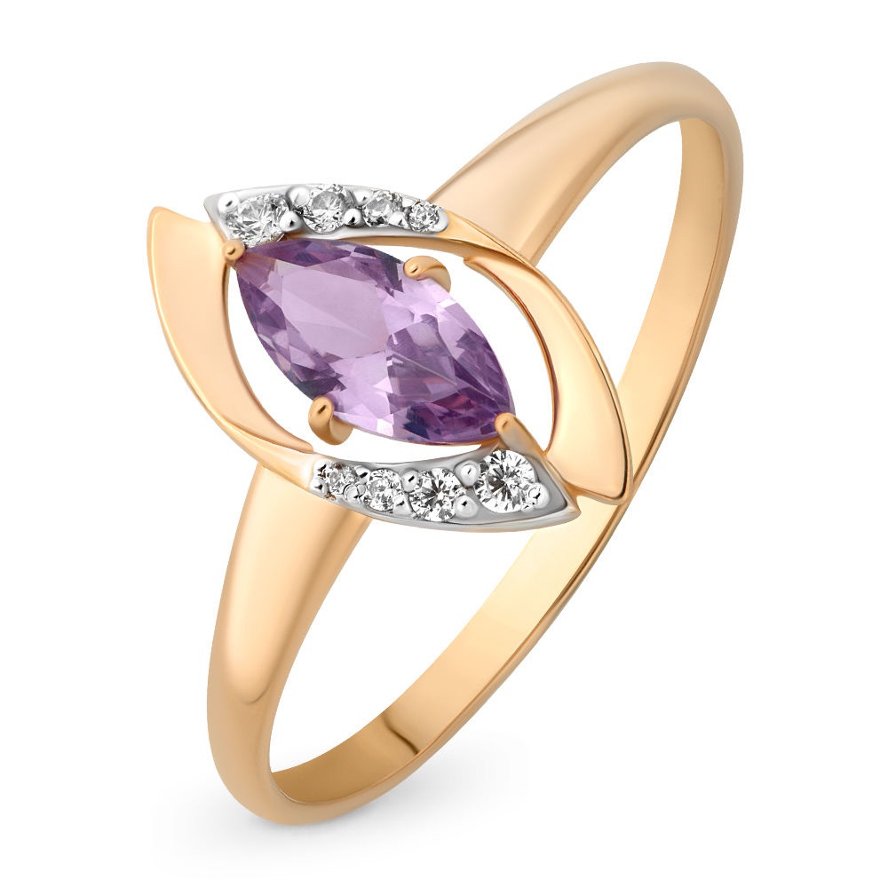 

Кольцо из красного золота с александритом искусственным/фианитом р. , 585Gold 201007956, 201007956