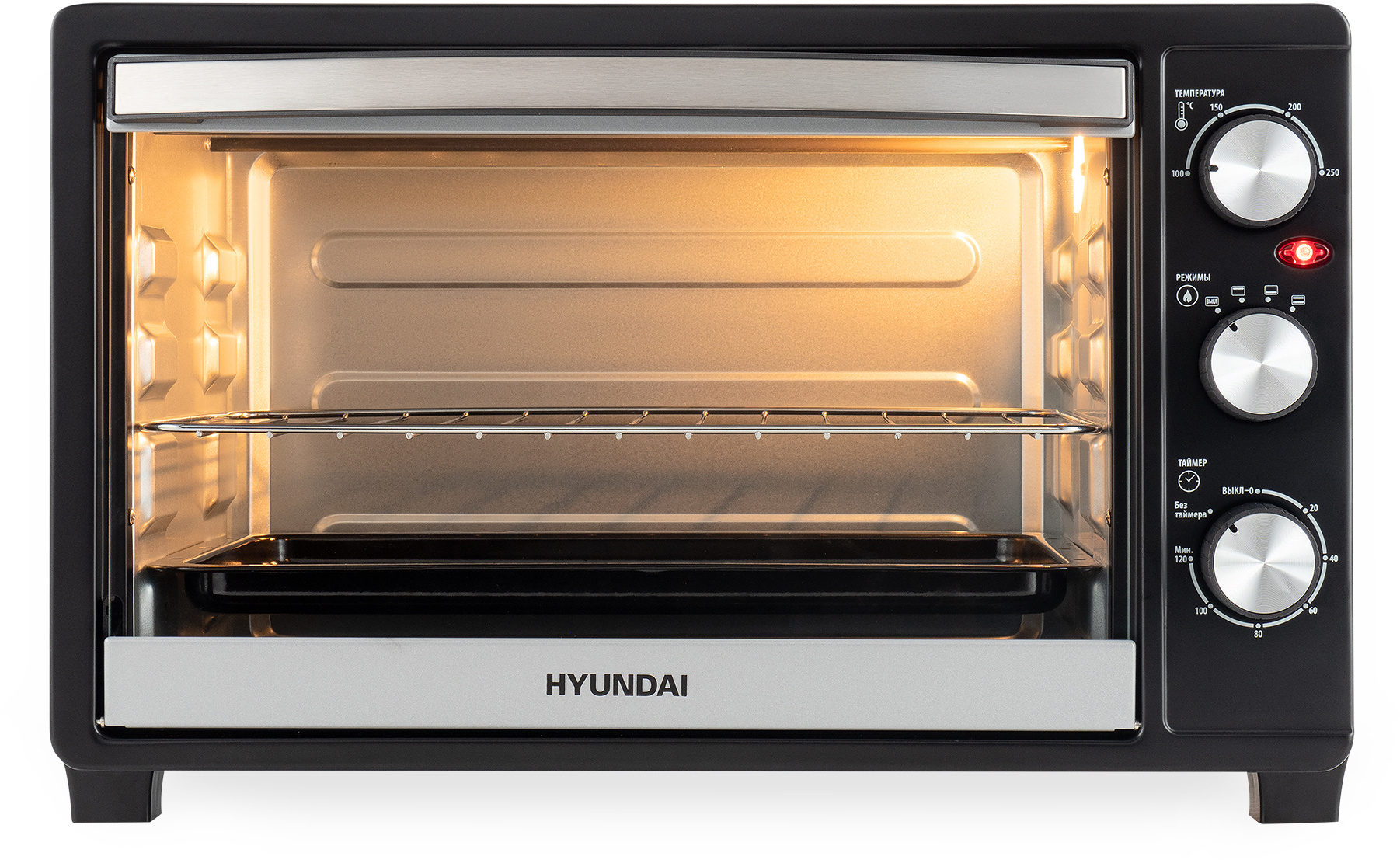 Мини-печь HYUNDAI MIO-HY074 серый мини печь hyundai mio hy086 1600 вт 38 л черная