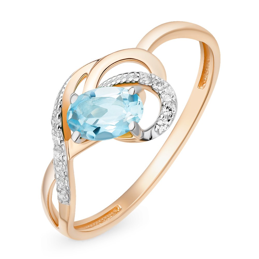 

Кольцо из красного золота с топазом/фианитом р. , 585Gold 201011885, 201011885