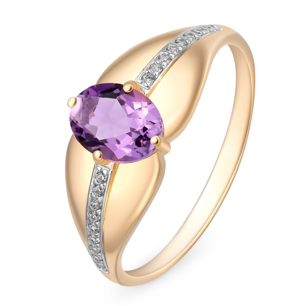 

Кольцо из красного золота с аметистом/фианитом р. , 585Gold 201012121, 201012121