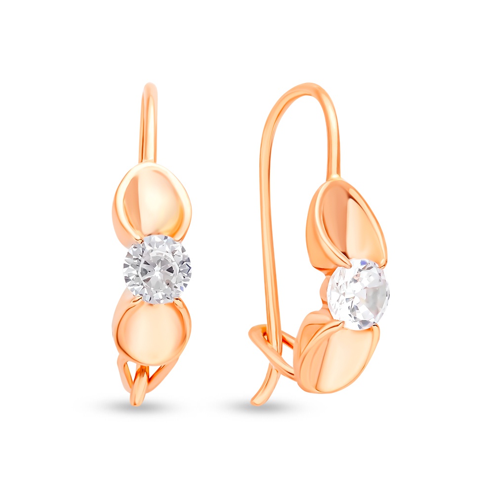 

Серьги из красного золота 585Gold 302006468, фианит, 302006468