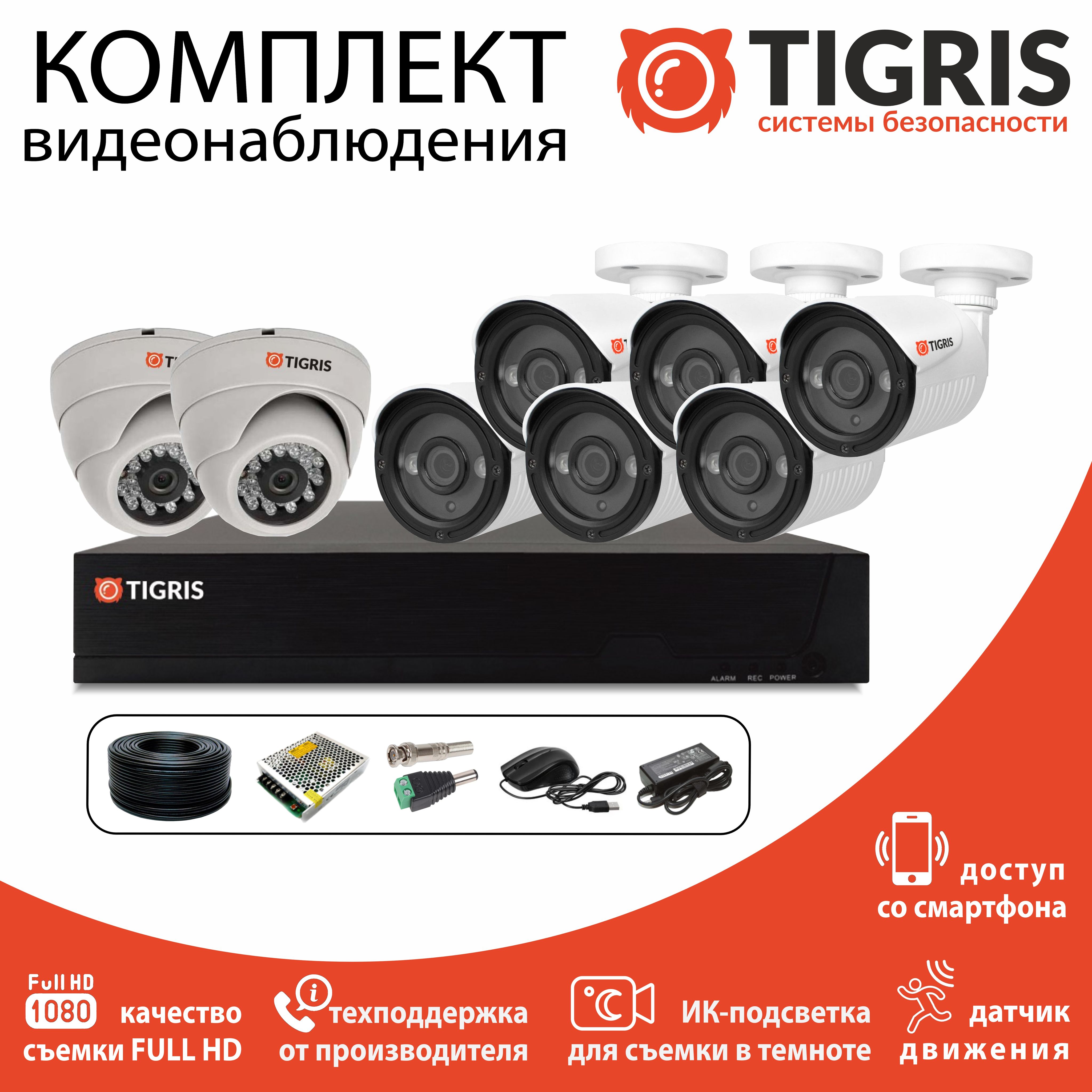 

Комплект видеонаблюдения TIGRIS TGK-SD208A