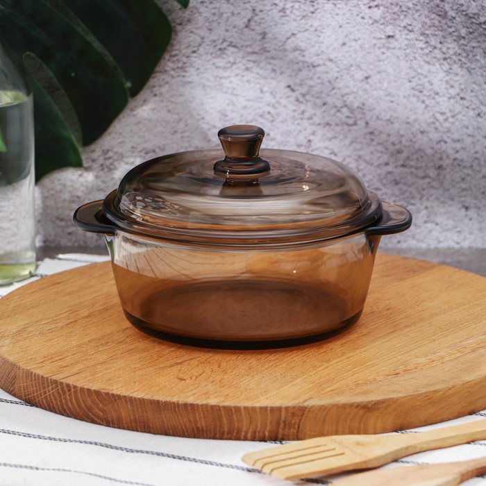 

Супница стеклянная с крышкой "Дымка", 1 л, цвет коричневый, Дымка