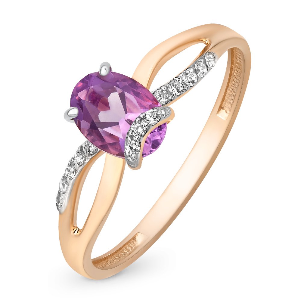 

Кольцо из красного золота с аметистом/фианитом р. , 585Gold 201011843, 201011843