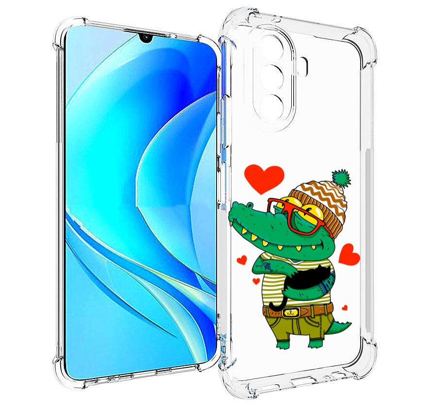 

Чехол MyPads зеленый-крокодильчик-в-красной-оправе для Huawei Nova Y70 / Nova Y70 Plus, Прозрачный, Tocco