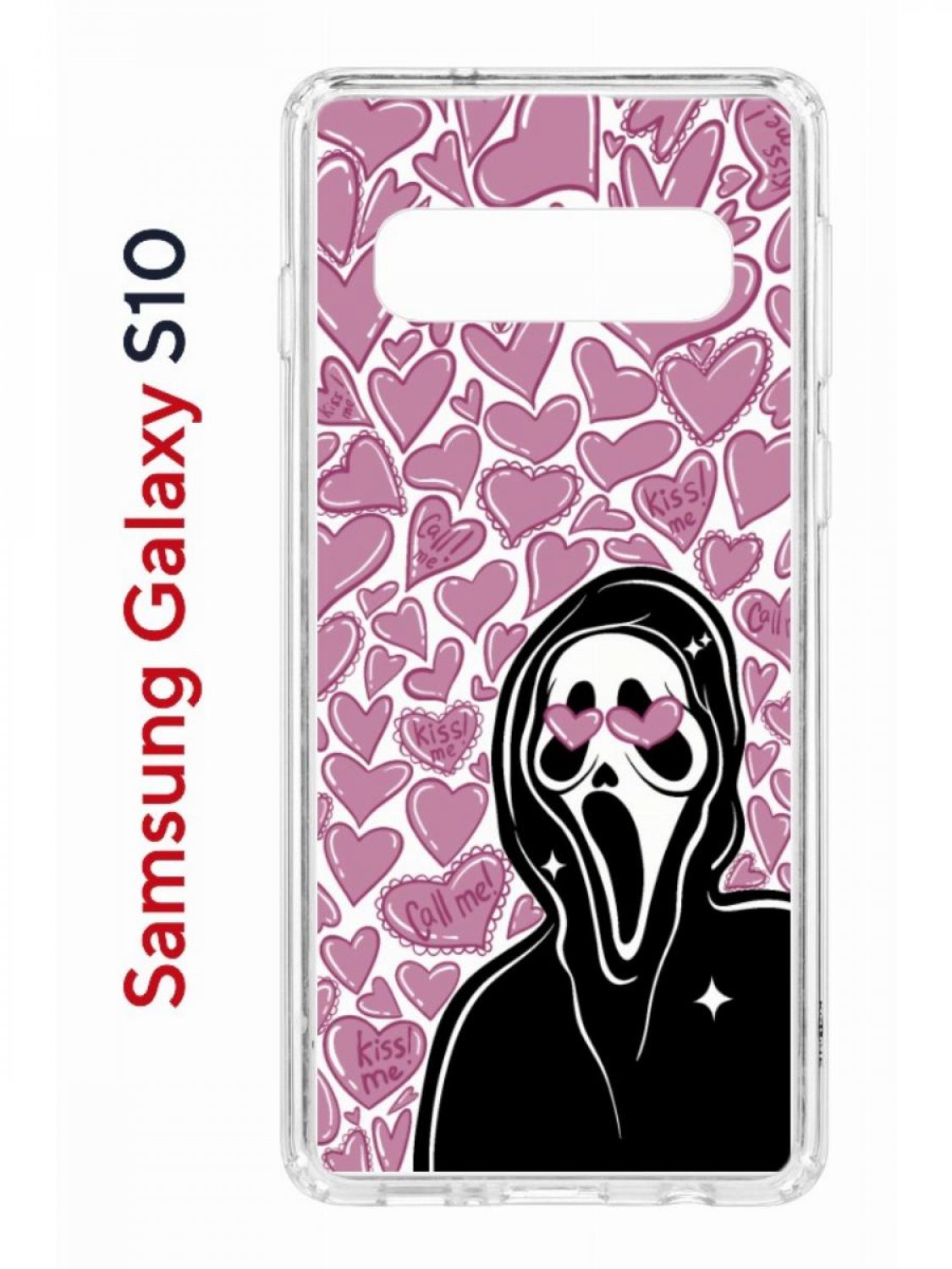 

Чехол на Samsung S10 Kruche Print Любовь и Крик,противоударный бампер,с защитой камеры, Прозрачный;розовый;черный;белый, Самсунг Галакси С10