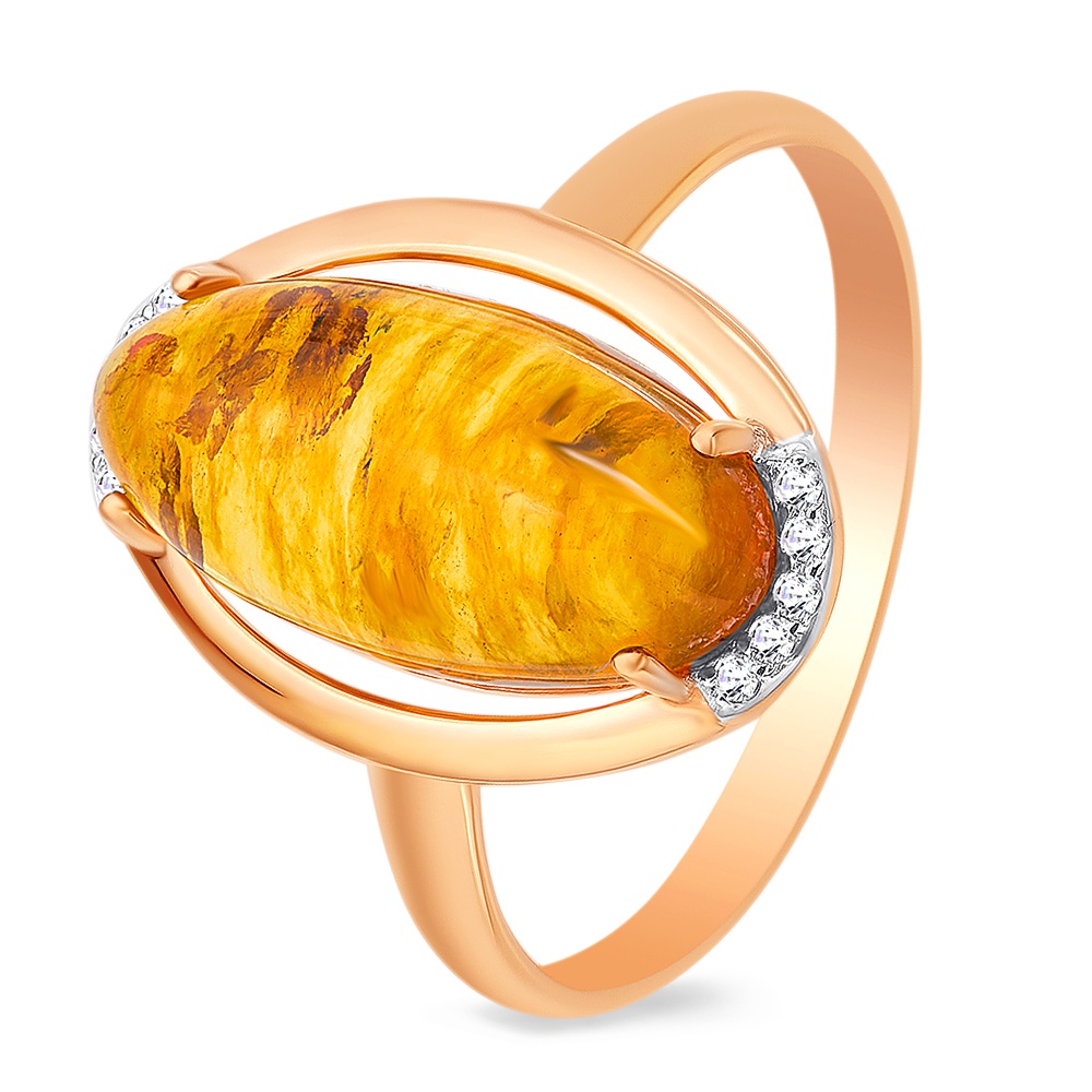 

Кольцо из золота р. , 585Gold 201012163, янтарь\фианит, 201012163