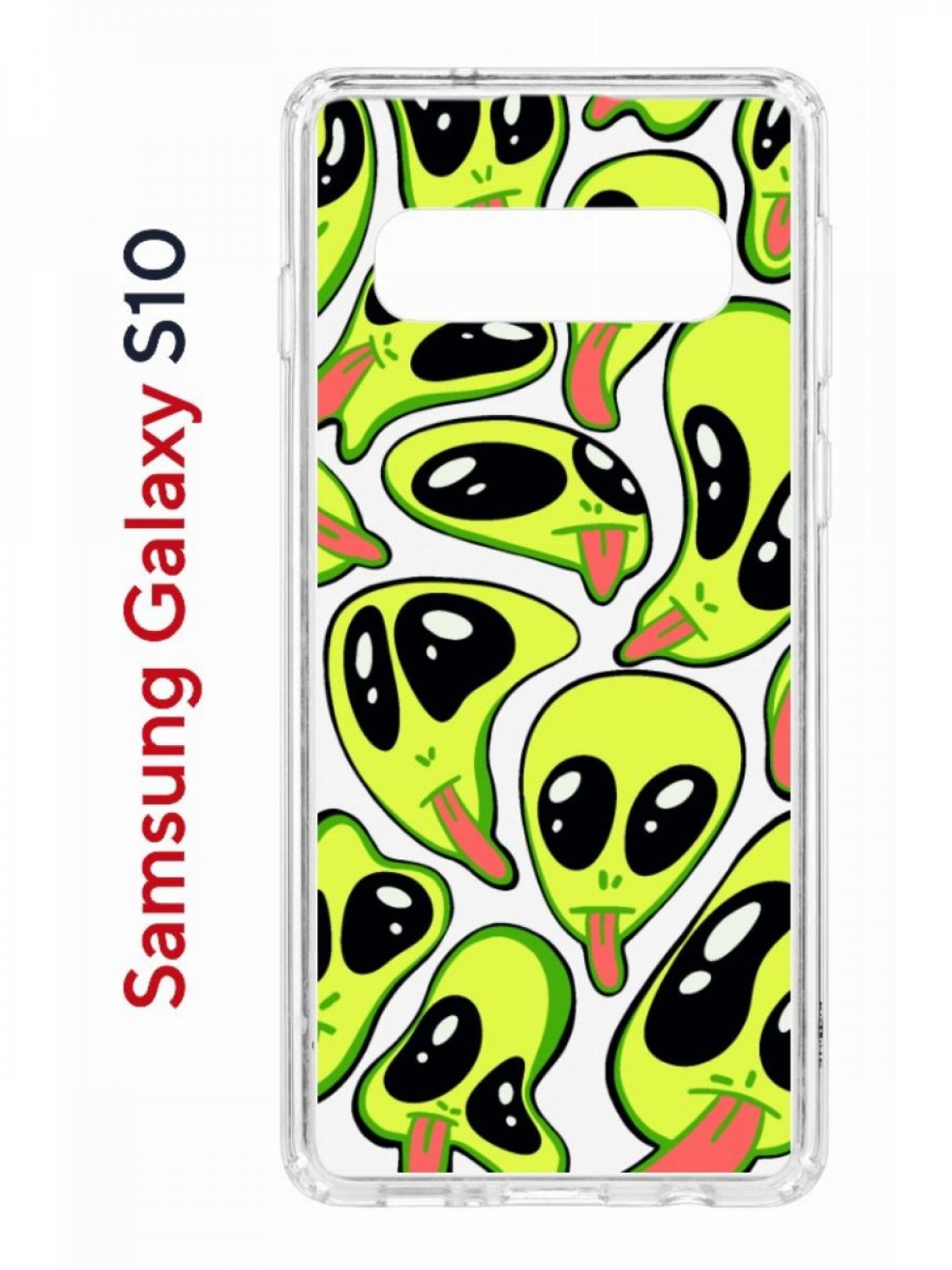 Чехол на Samsung S10 Kruche Print Инопланетянин,противоударный бампер,с защитой камеры