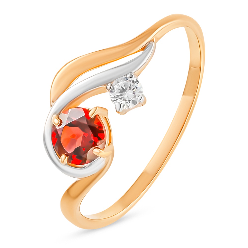 

Кольцо из золота р.  585Gold 201013403, гранат\фианит, 201013403