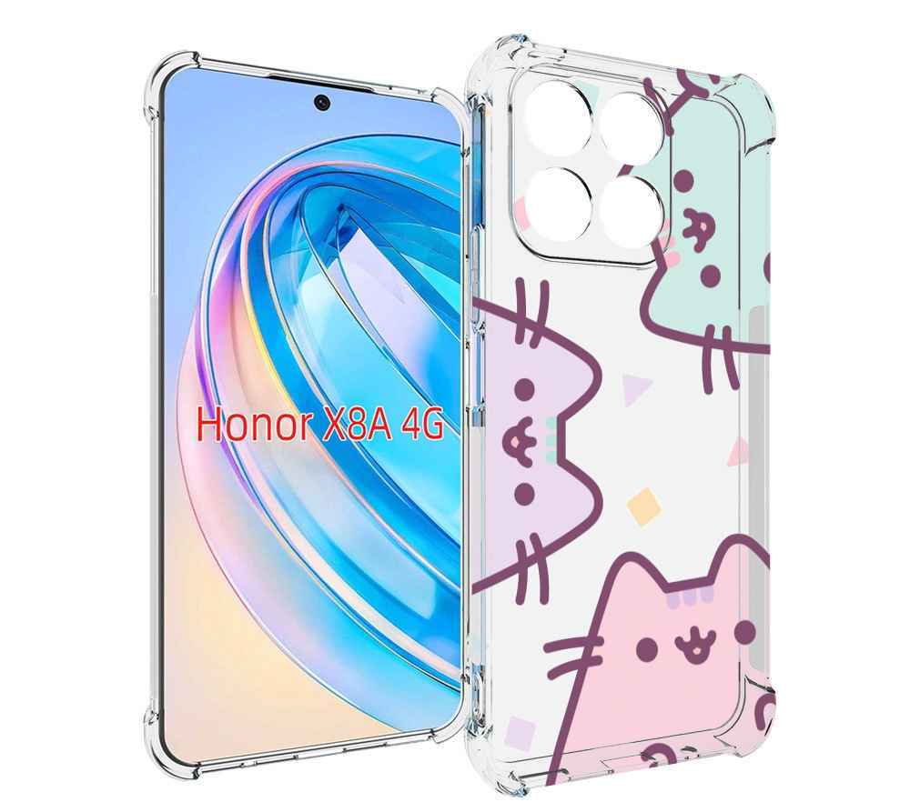 

Чехол MyPads котики зеленый фиолетовый розовый женский для Honor X8a, Tocco
