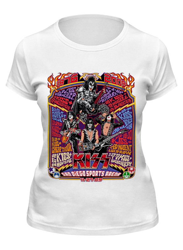 

Футболка женская Printio Kiss band белая S, Белый, Kiss band