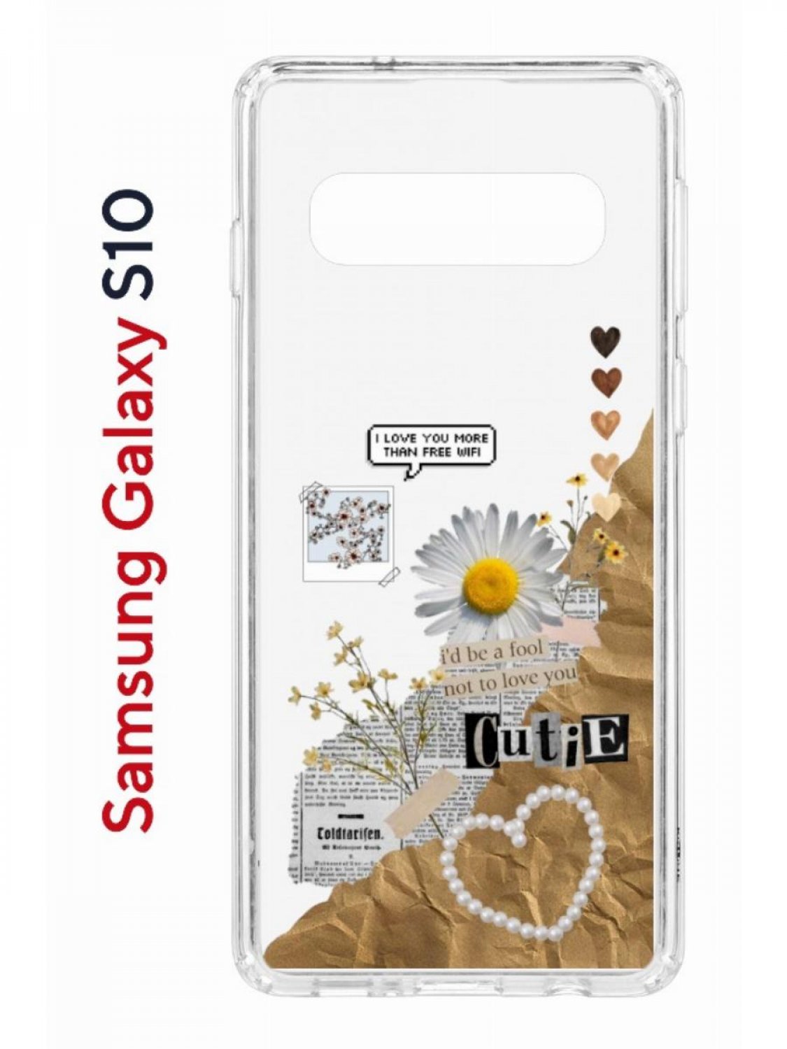 

Чехол на Samsung S10 Kruche Print Крафтовые наклейки,противоударный бампер с принтом, Прозрачный;бежевый;желтый;коричневый, Самсунг Галакси С10
