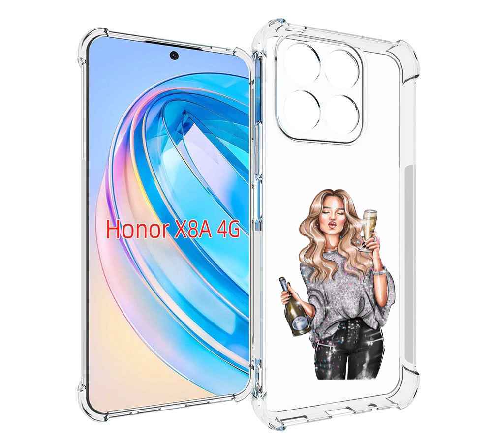 

Чехол MyPads красивая-любительница-шампанского женский для Honor X8a, Tocco