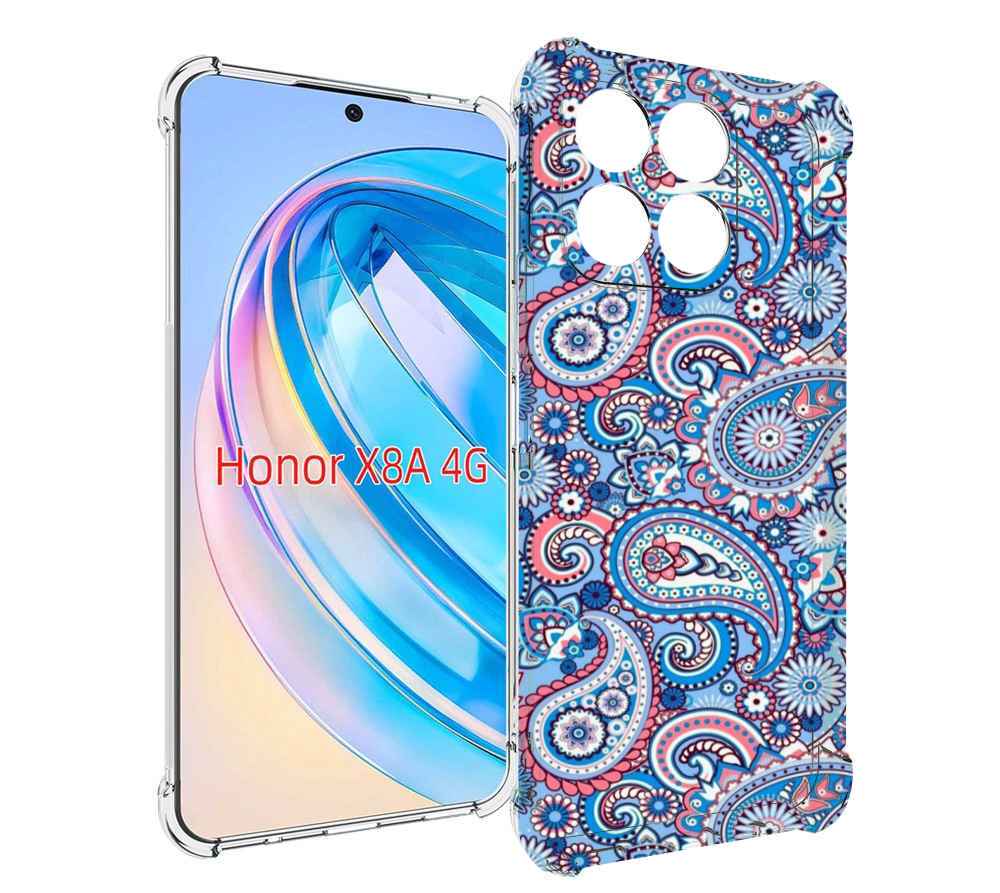 

Чехол MyPads красивый голубой арнамент для Honor X8a, Tocco