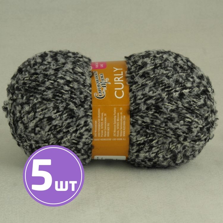 

Пряжа Семеновская пряжа Curly 602 бело-черный 5 шт по 100 г, Разноцветный