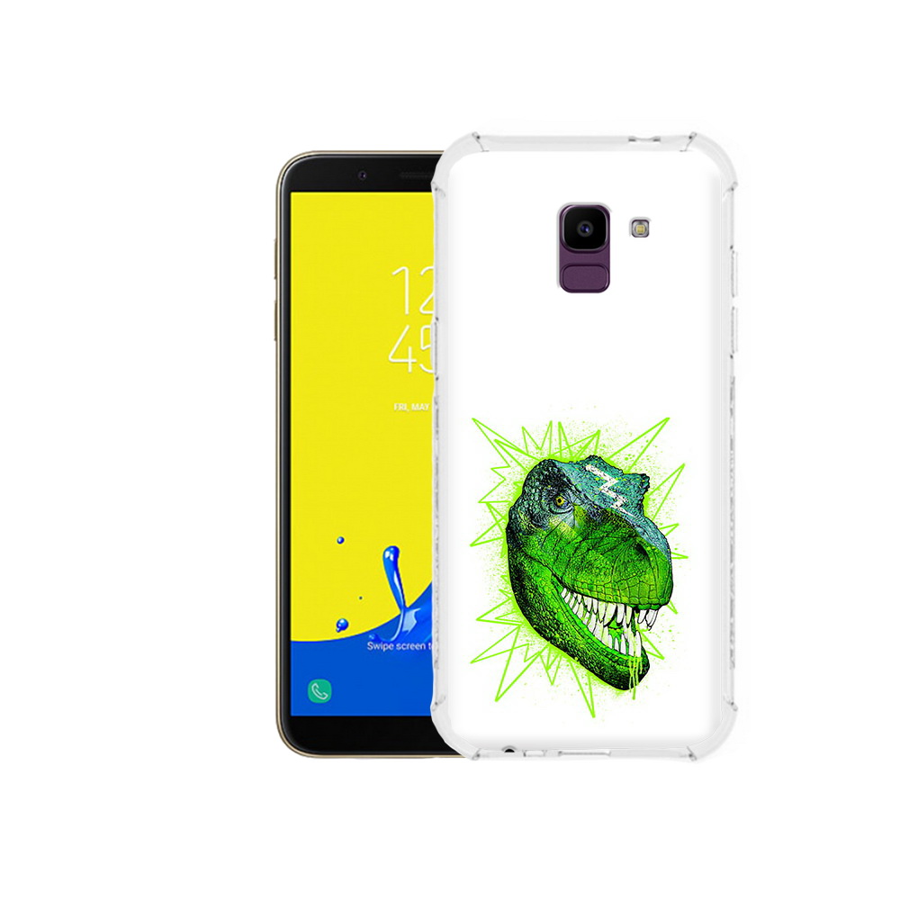 Чехол MyPads Tocco для Samsung Galaxy J6 (2018) зеленый динозавр