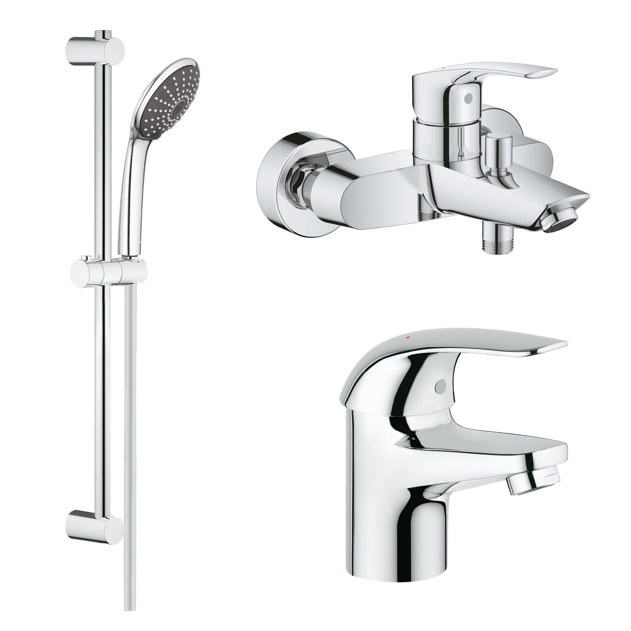 

Комплект смесителей GROHE Eurosmart с душевым гарнитуром, хром (NB0077/S)
