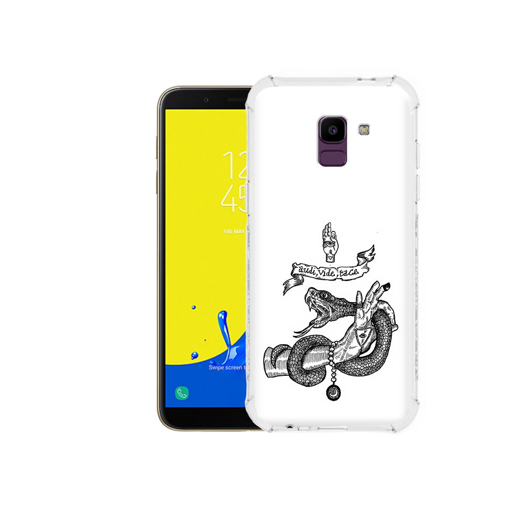 

Чехол MyPads Tocco для Samsung Galaxy J6 (2018) змея на руке рисунок, Прозрачный, Tocco