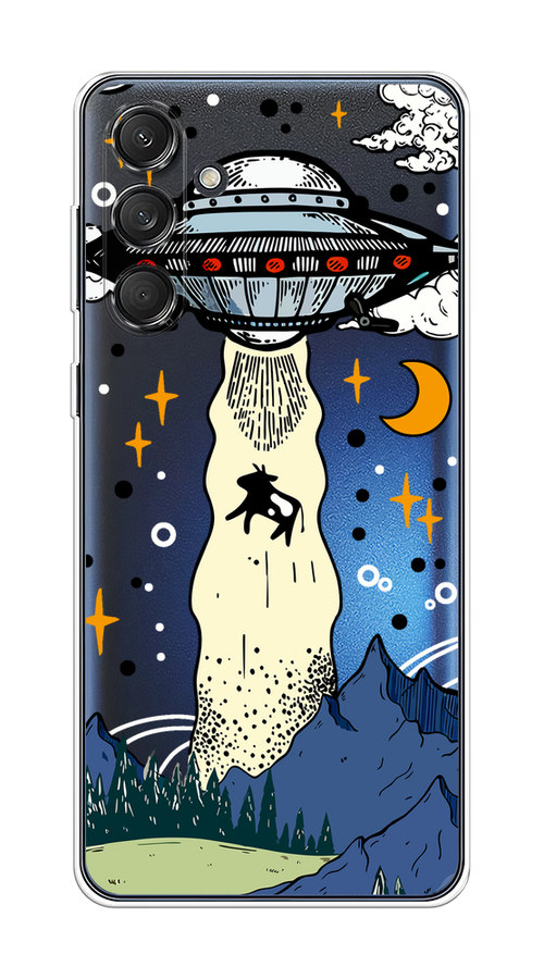 

Чехол на Samsung Galaxy M55 "НЛО забирает корову", Бежевый;синий;желтый, 2109650-1