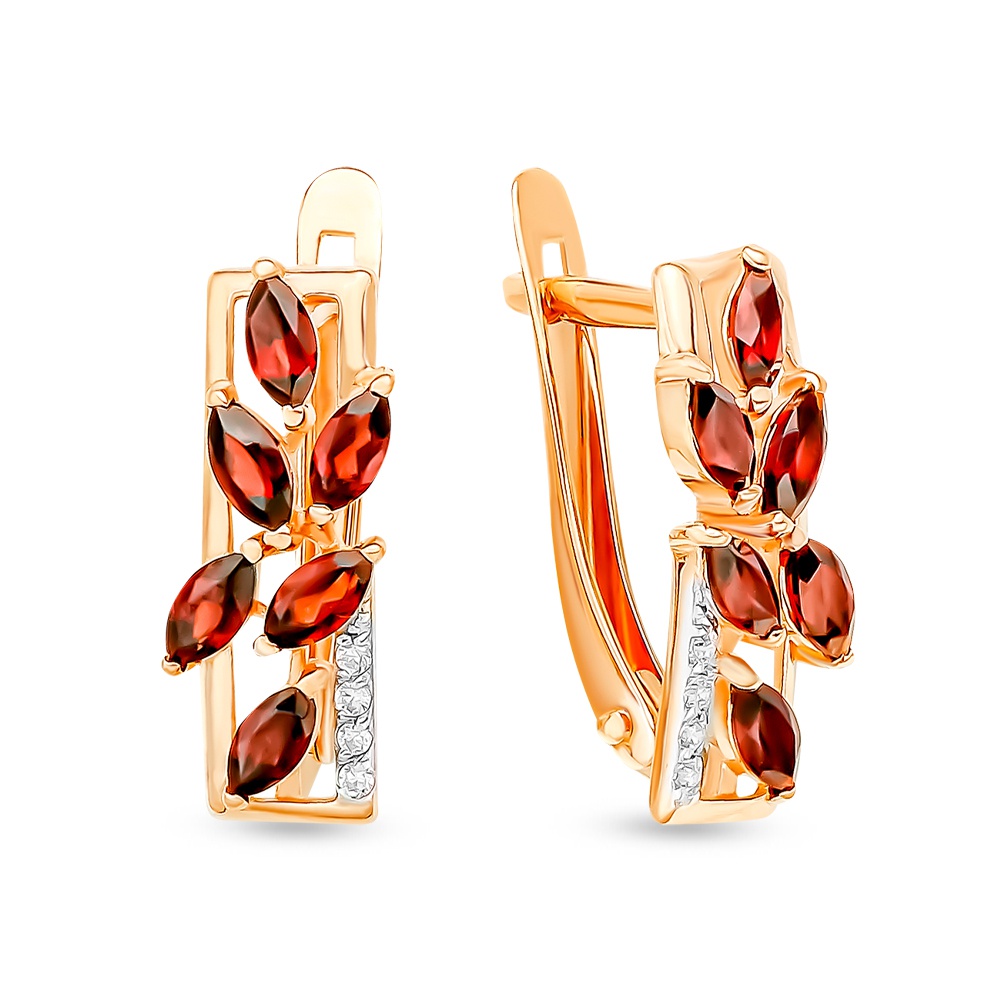 

Серьги из красного золота 585Gold 202008115, гранат/фианит, 202008115