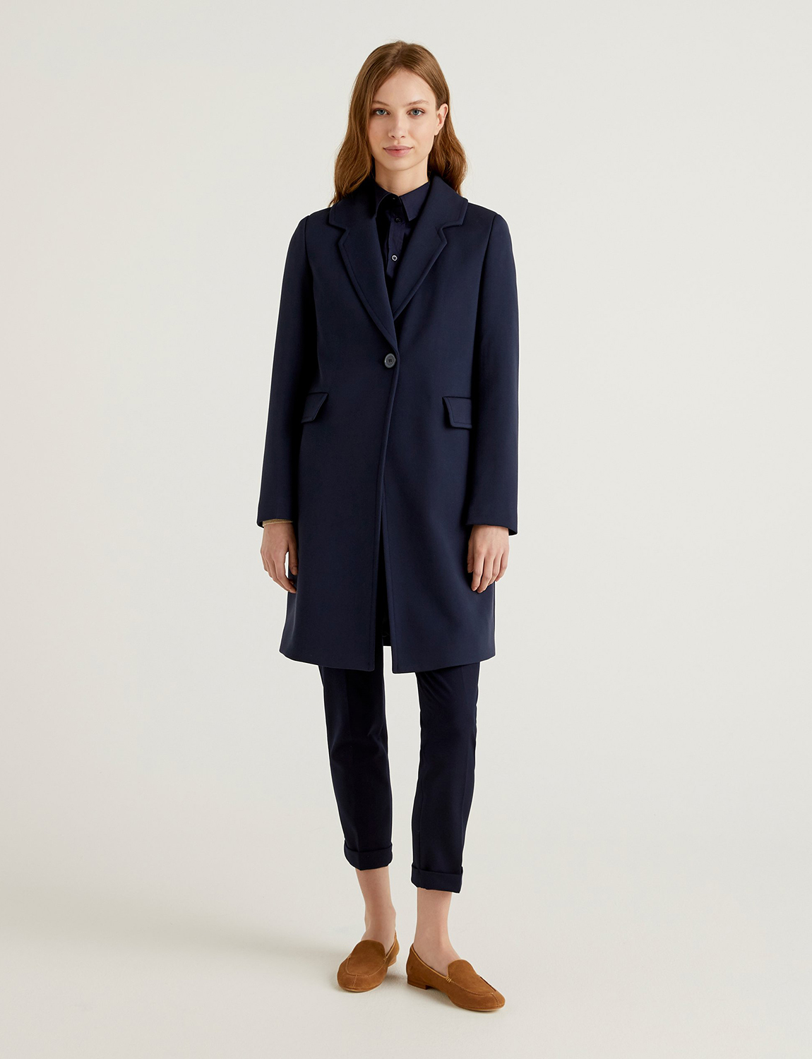 фото Пальто женское united colors of benetton 21a_2amh5k2r5 синее 48