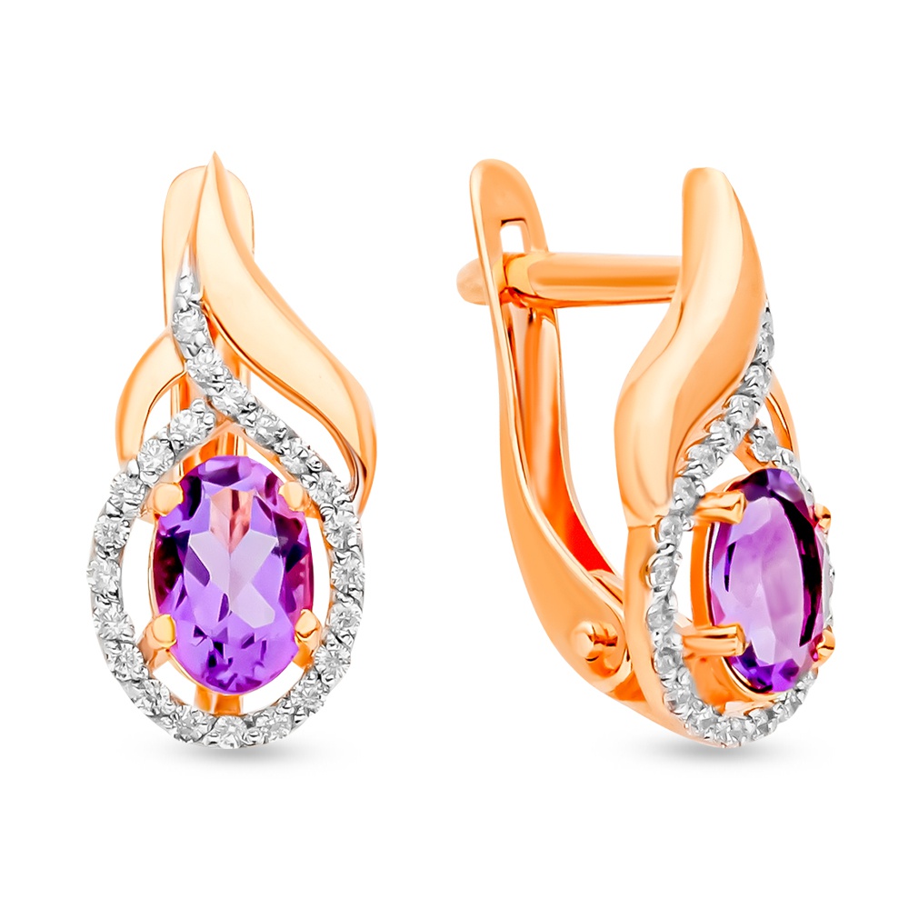 

Серьги из красного золота с аметистом/фианитом 585Gold 202008150, 202008150