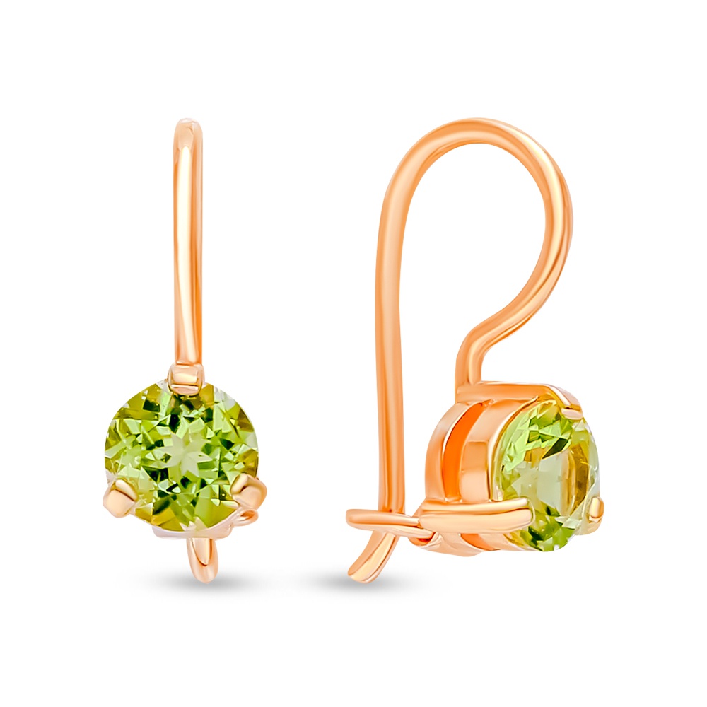 

Серьги из красного золота 585Gold 202008745, хризолит, 202008745