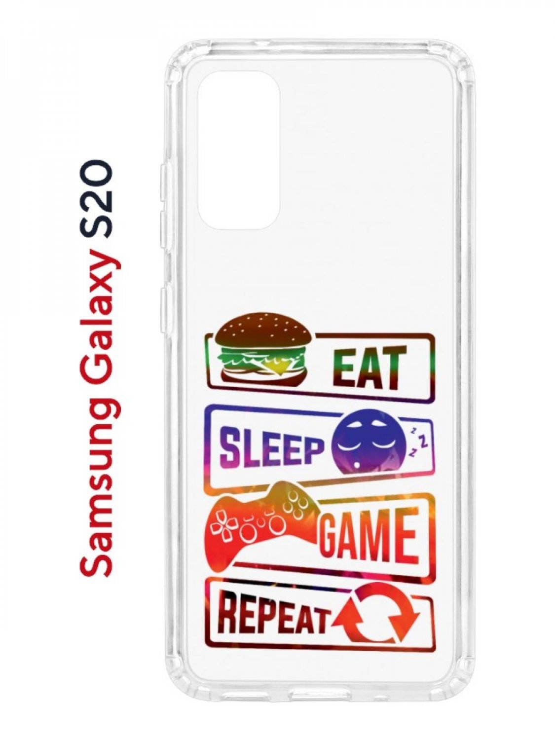Чехол на Samsung S20 с принтом Kruche Print Repeat,противоударный бампер,с защитой камеры