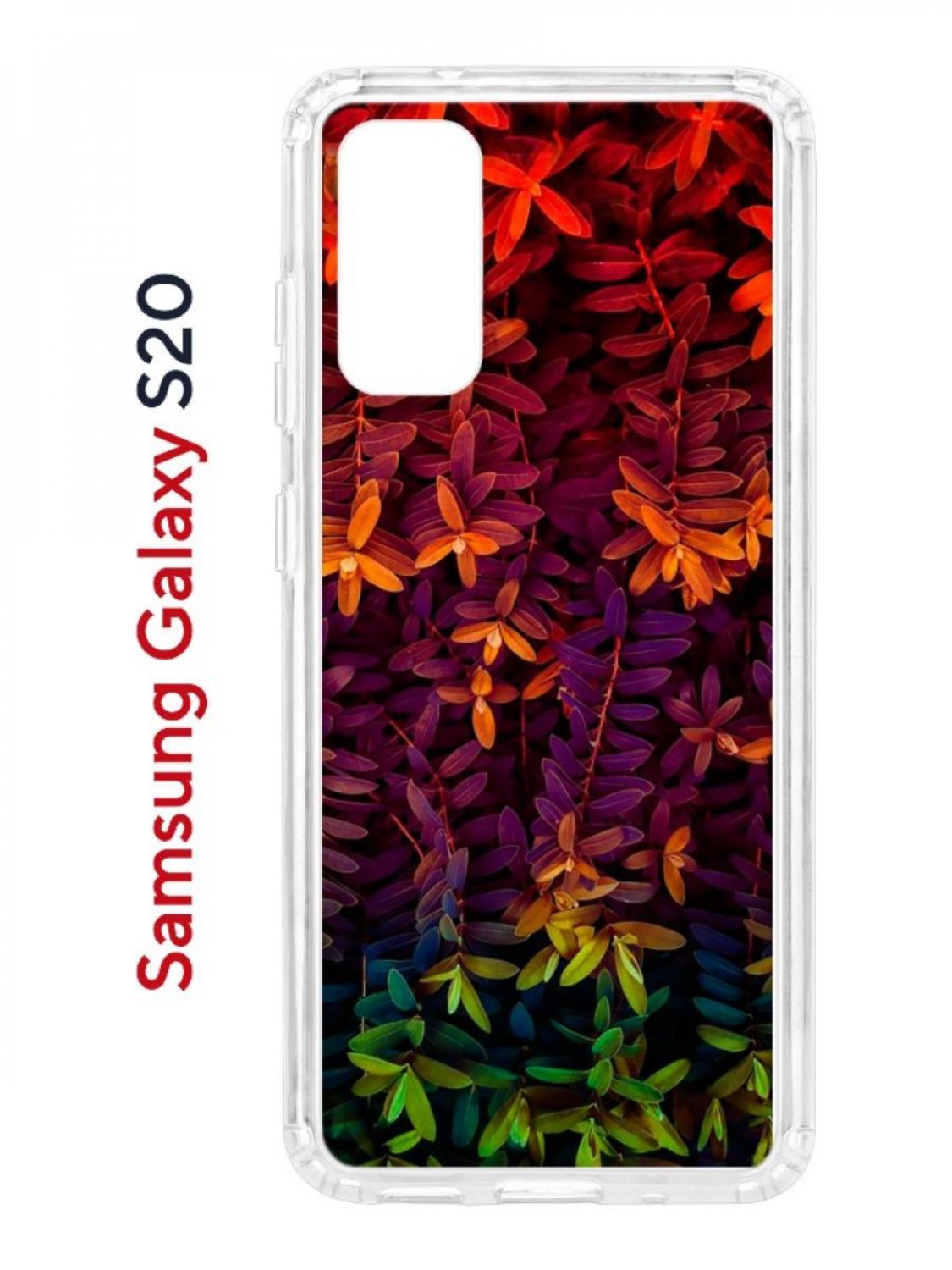 фото Чехол на samsung s20 kruche print neon leaves,противоударный бампер,с защитой камеры кruче