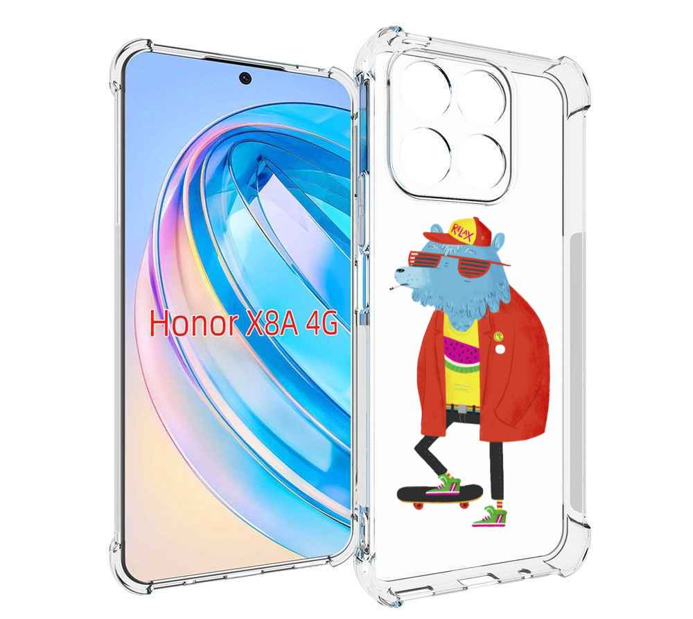 

Чехол MyPads медведь на скейте для Honor X8a, Tocco