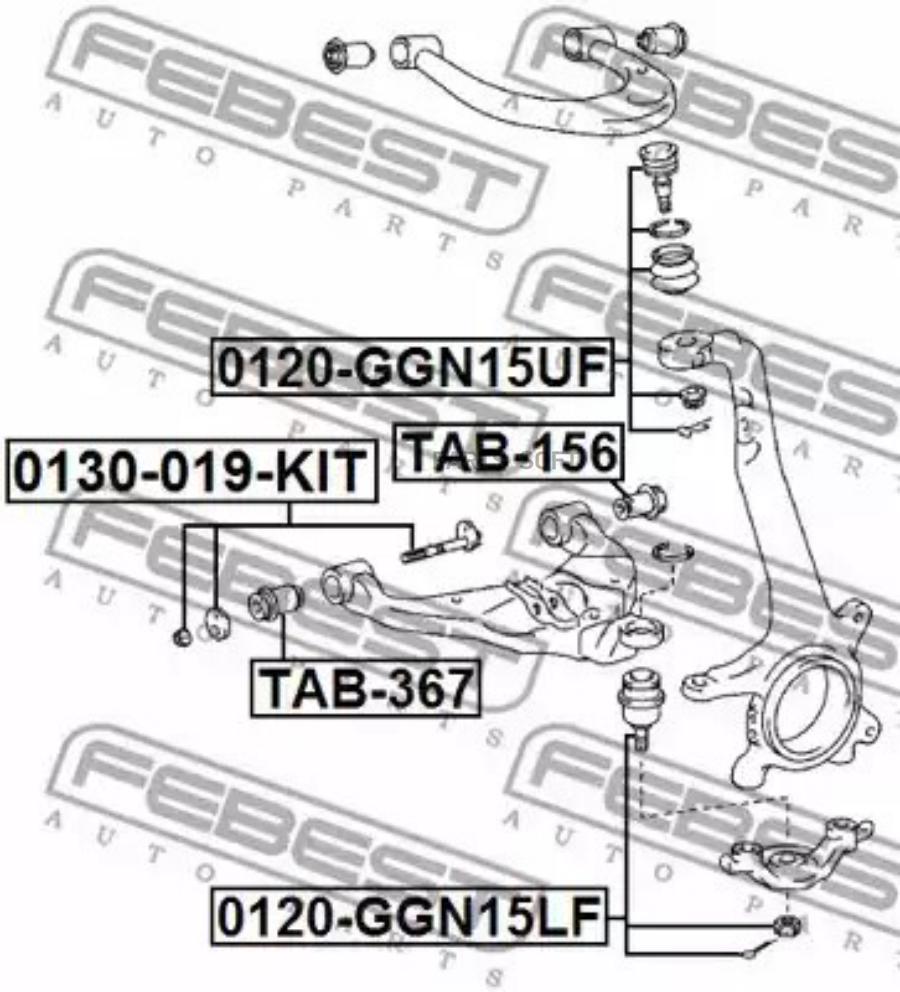 

Tab367_сайлентблок рычага нижн. пер. toyota land cruiser 120/prado grj/kdj120