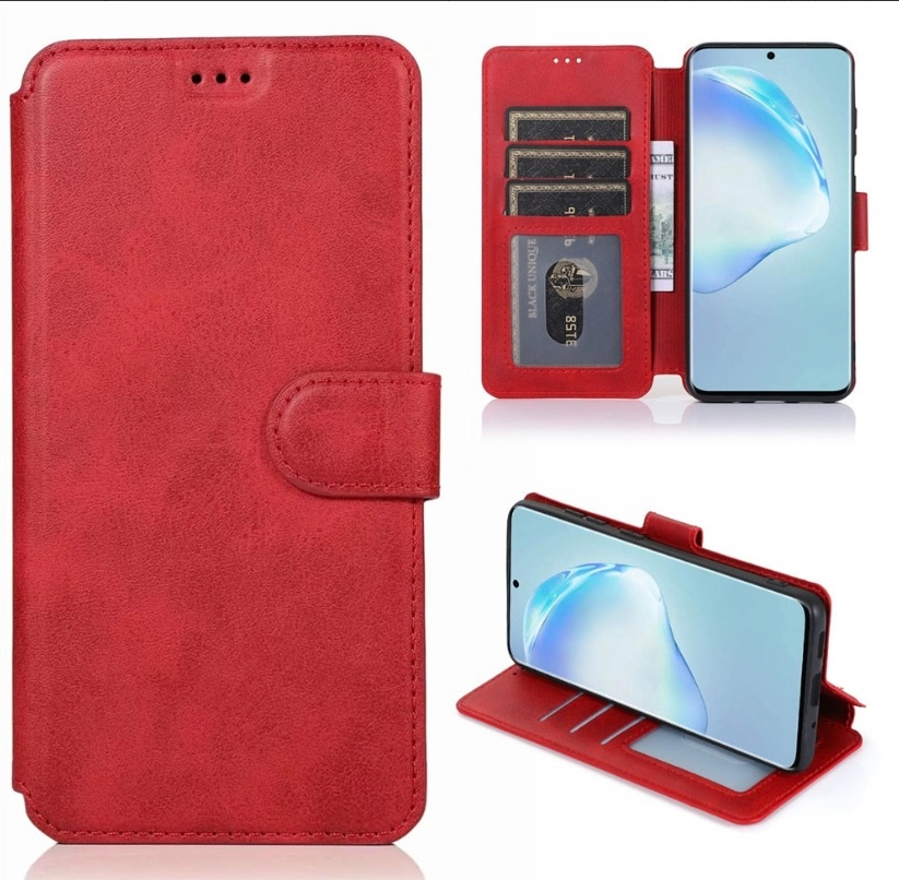 

Чехол книжка для Xiaomi Mi 13 кожаный красный с магнитной застежкой