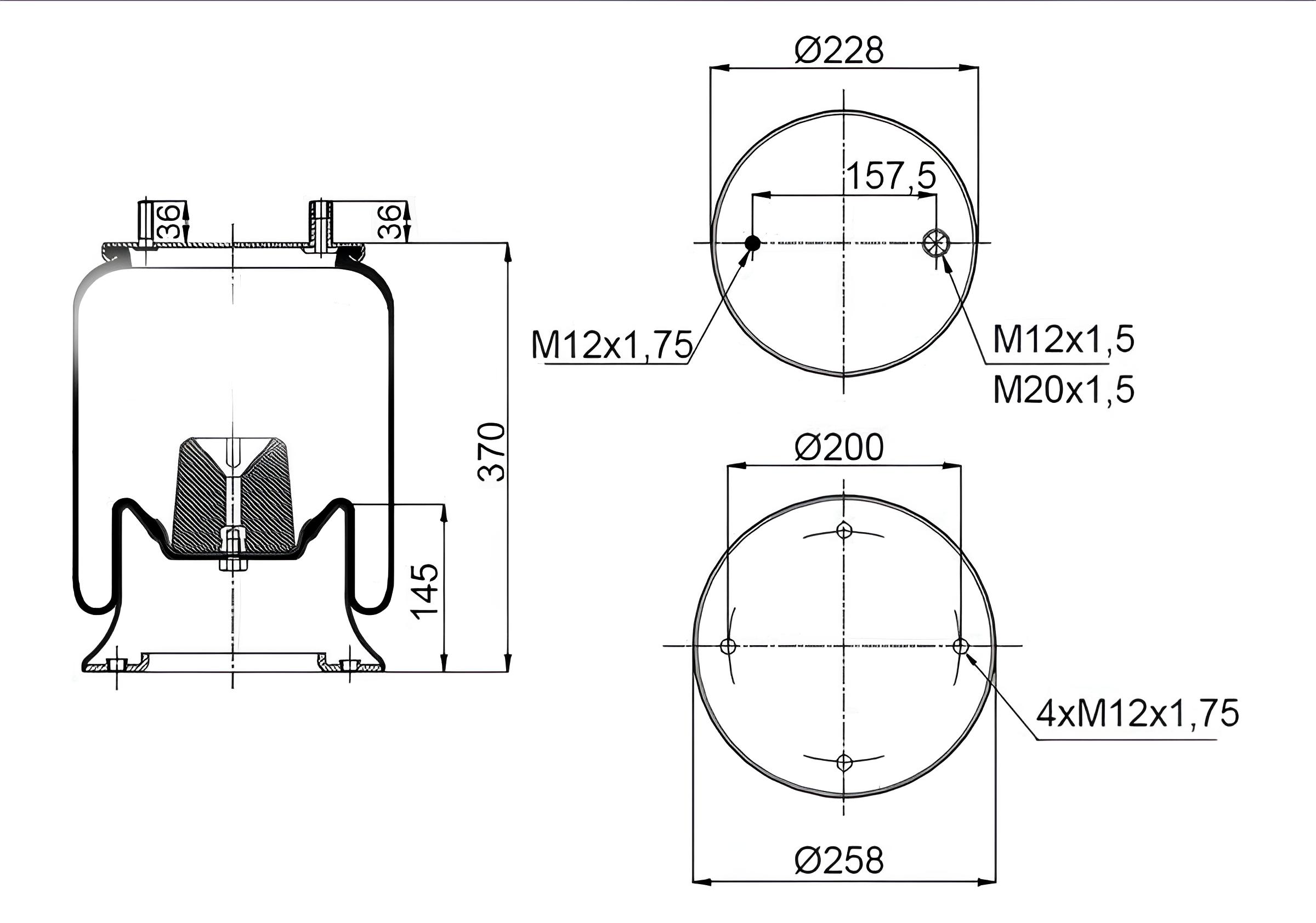 Пневморессора со стаканом ROR KG41566NC Kraftiger 5445₽