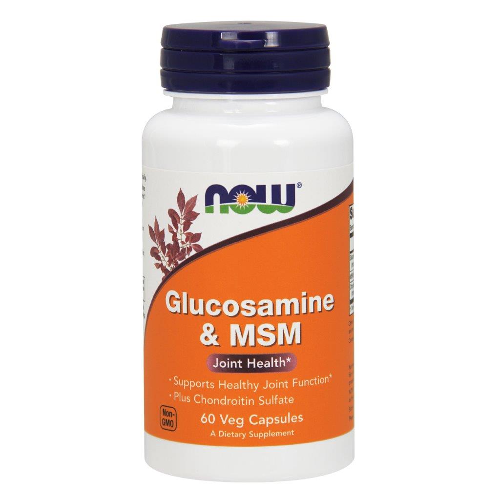 Глюкозамин МСМ NOW Glucosamine & MSM 750/250 мг 60 вегетарианских капсул, США  - купить