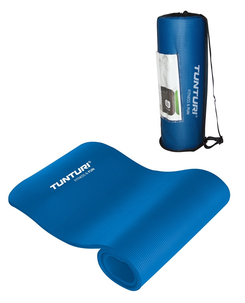 фото Коврик для фитнеса tunturi nbr, с мешком для хранения, синий