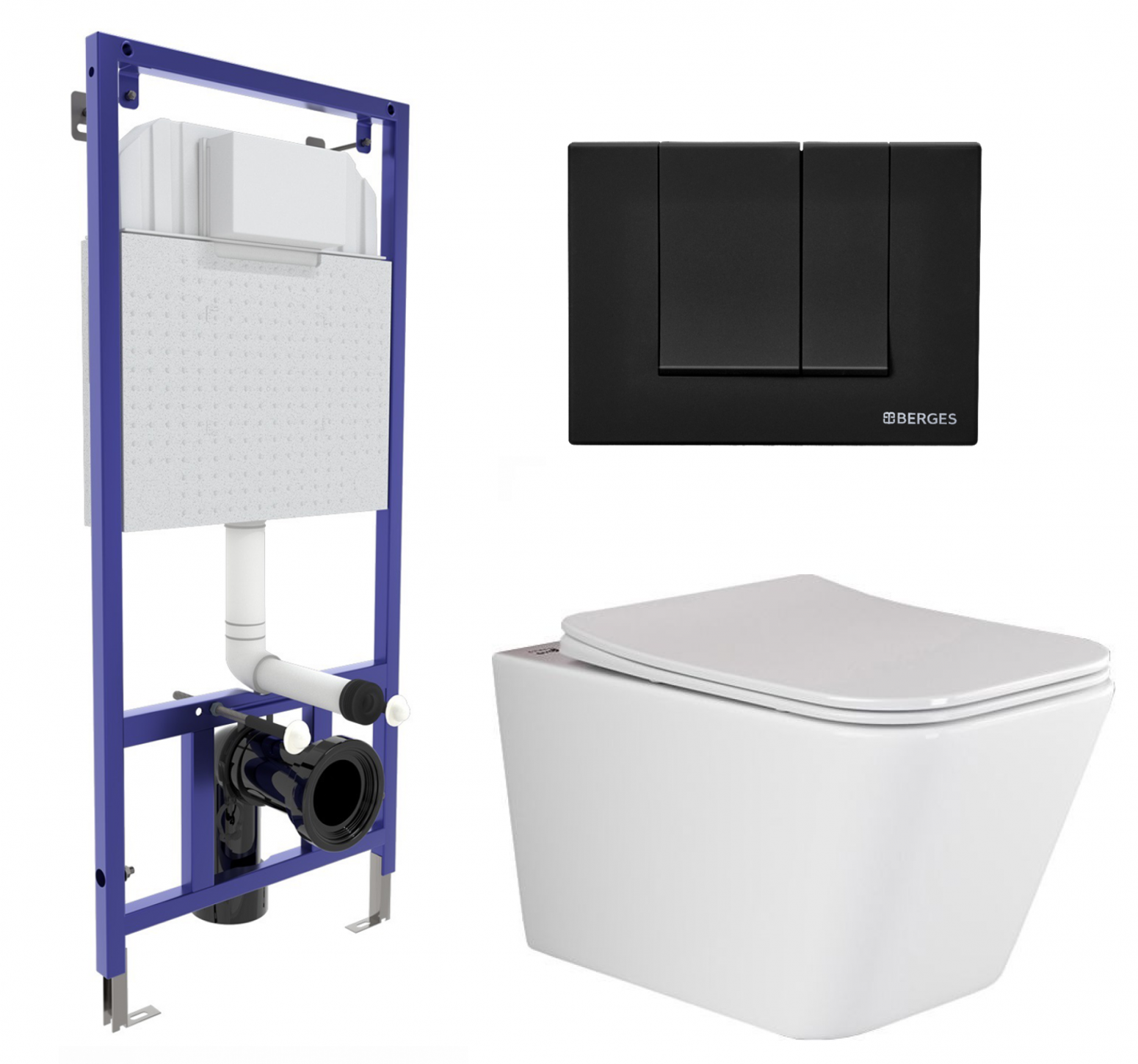 

Комплект: инсталляция Berges Wasserhaus Novum + унитаз Metric Rimless + кнопка, 565293