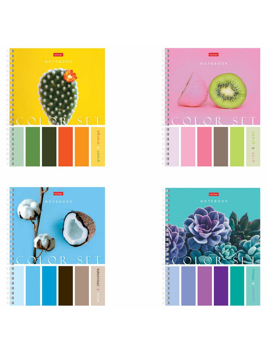 

Тетради А5, 80 л, клетка, обложка картон, Color Set 12 шт.