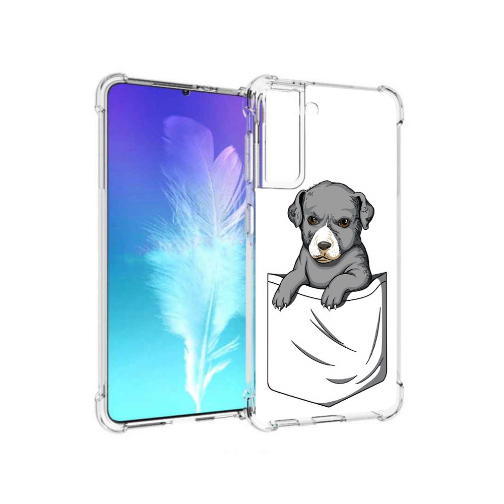 

Чехол MyPads Tocco для Samsung Galaxy S21 собачка в кармане (PT157088.510.611), Прозрачный, Tocco