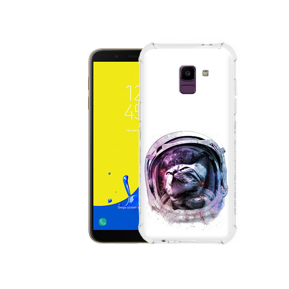 

Чехол MyPads Tocco для Samsung Galaxy J6 (2018) кот в шлеме, Прозрачный, Tocco
