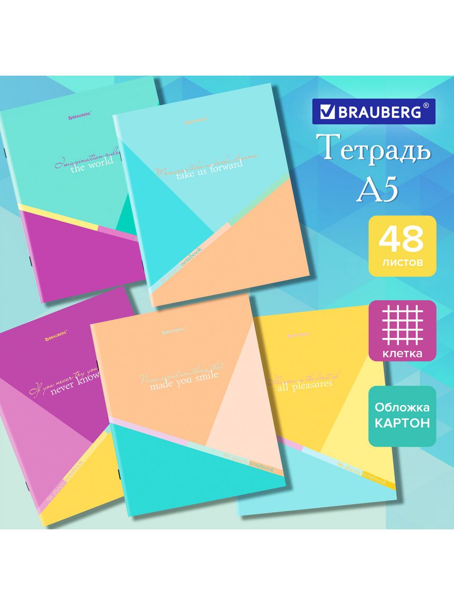 

Тетради А5 48 л, клетка, обложка картон, Multicolor, 20 шт.