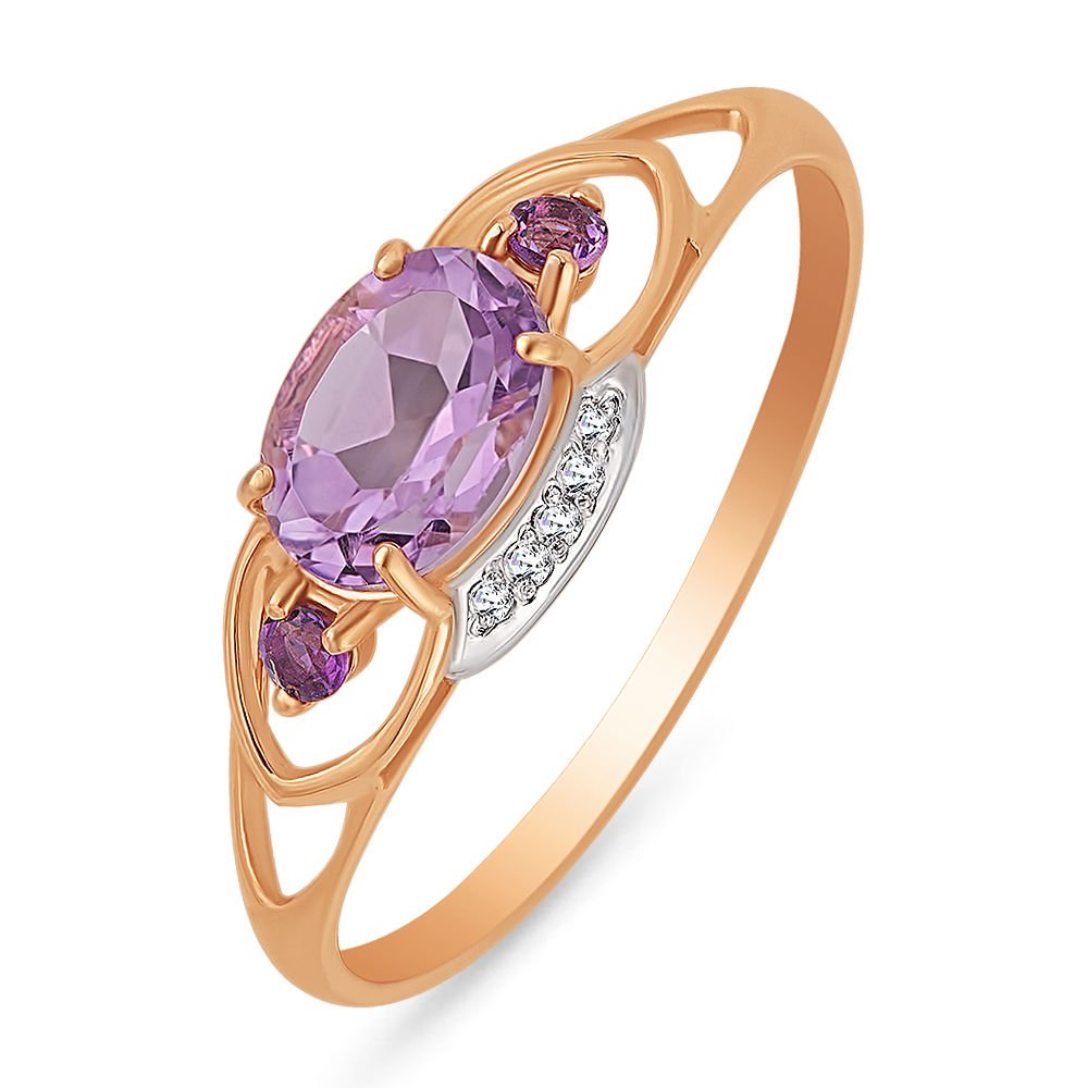 

Кольцо из золота р. , 585Gold 201002174, аметист\фианит, 201002174