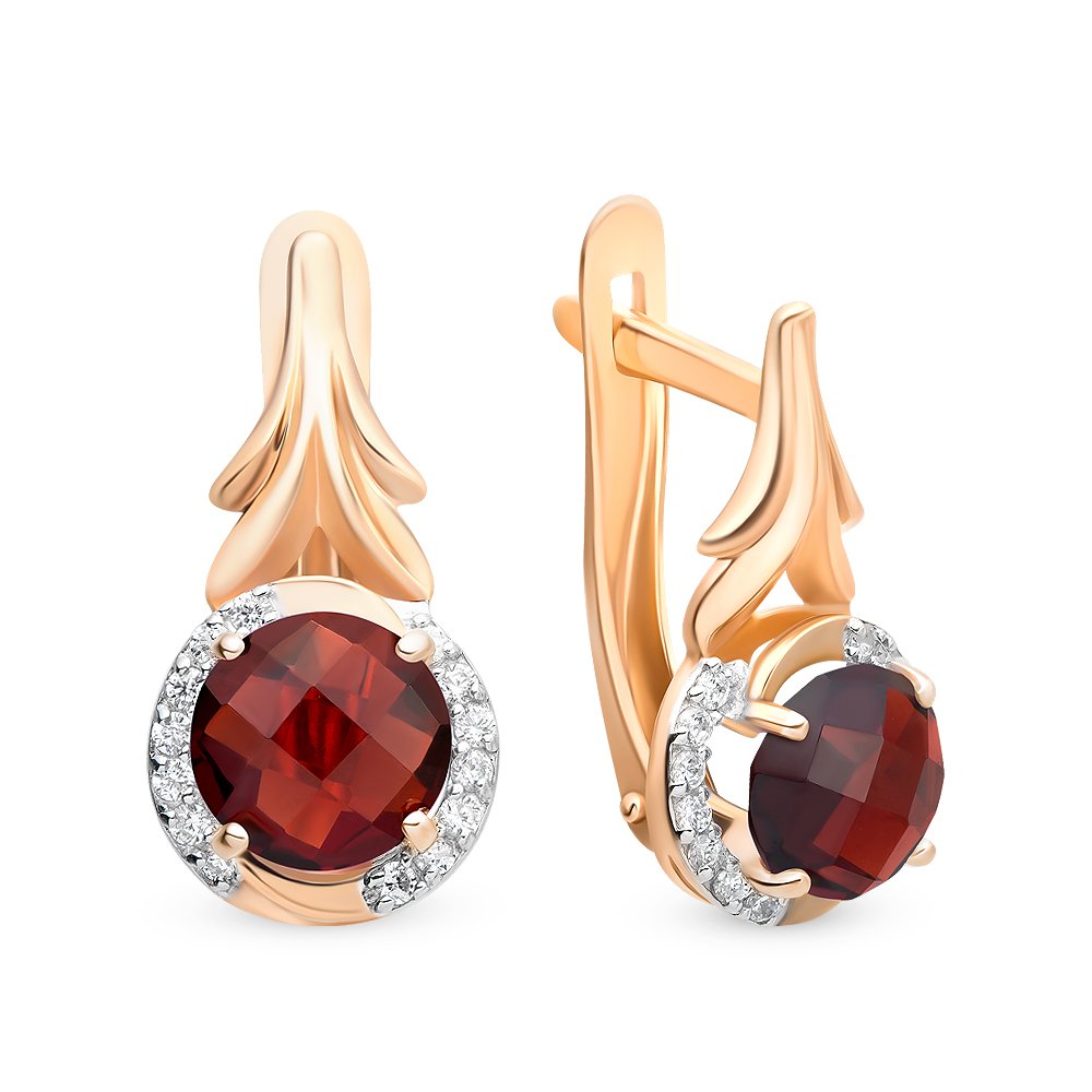 

Серьги из красного золота 585Gold 202006476, гранат/фианит, 202006476