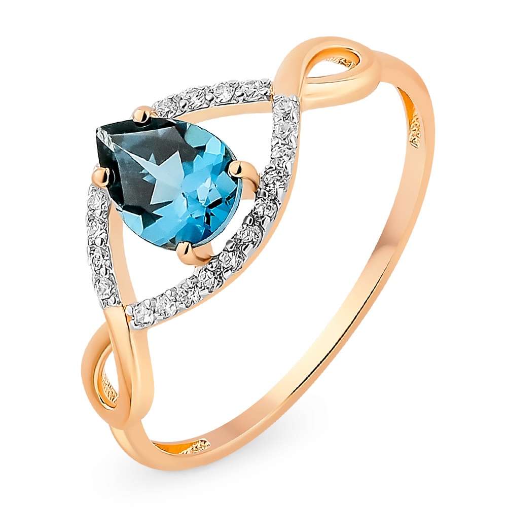 

Кольцо из золота р.  585Gold 201013314, топаз\фианит, 201013314